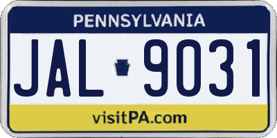 PA license plate JAL9031