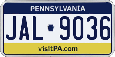 PA license plate JAL9036