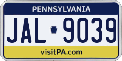 PA license plate JAL9039