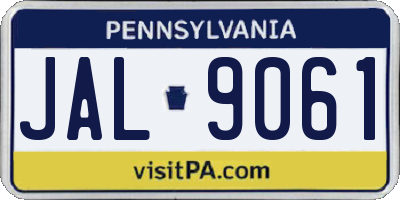 PA license plate JAL9061