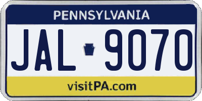 PA license plate JAL9070