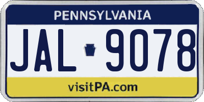 PA license plate JAL9078