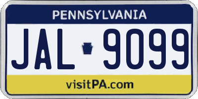 PA license plate JAL9099