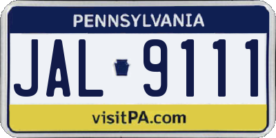 PA license plate JAL9111