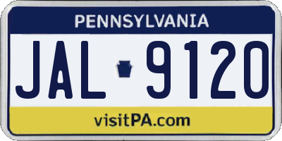 PA license plate JAL9120