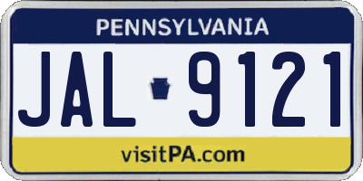 PA license plate JAL9121