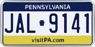 PA license plate JAL9141