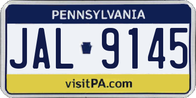 PA license plate JAL9145