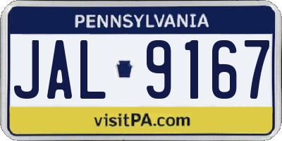 PA license plate JAL9167