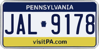 PA license plate JAL9178