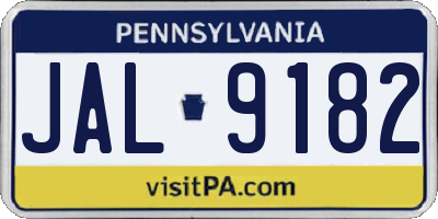 PA license plate JAL9182