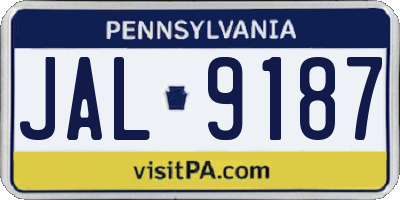 PA license plate JAL9187