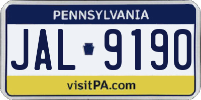 PA license plate JAL9190