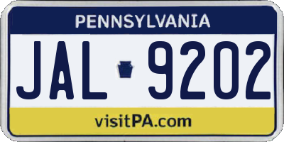 PA license plate JAL9202