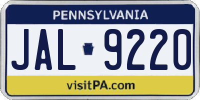 PA license plate JAL9220