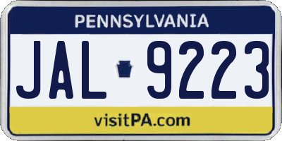 PA license plate JAL9223