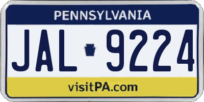 PA license plate JAL9224