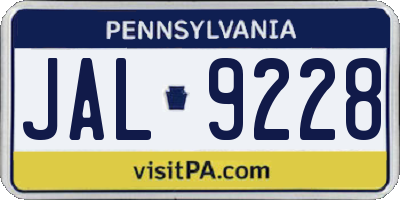 PA license plate JAL9228