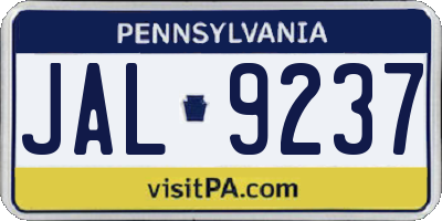PA license plate JAL9237