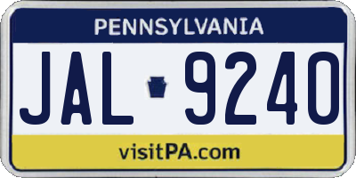 PA license plate JAL9240