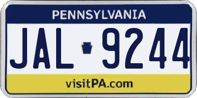PA license plate JAL9244