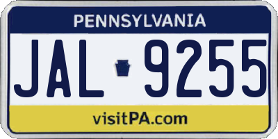 PA license plate JAL9255