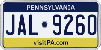 PA license plate JAL9260