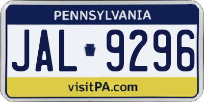 PA license plate JAL9296