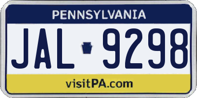 PA license plate JAL9298