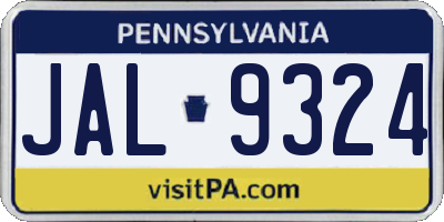 PA license plate JAL9324
