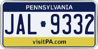 PA license plate JAL9332