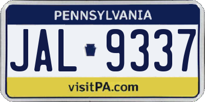 PA license plate JAL9337
