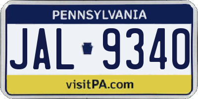 PA license plate JAL9340