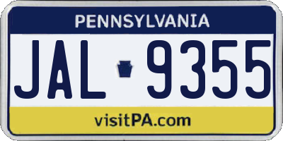 PA license plate JAL9355