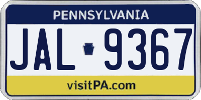PA license plate JAL9367