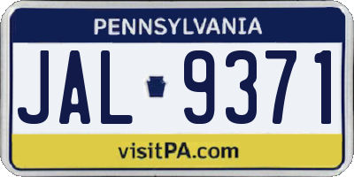 PA license plate JAL9371