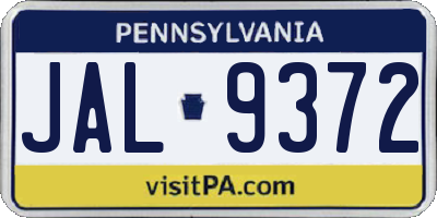 PA license plate JAL9372