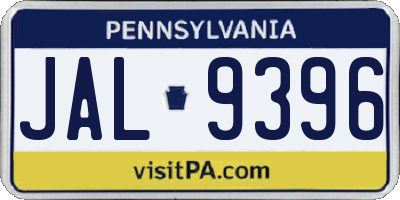 PA license plate JAL9396
