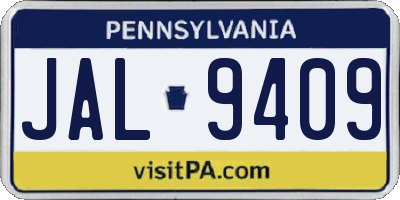 PA license plate JAL9409