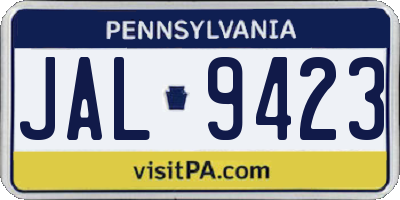PA license plate JAL9423