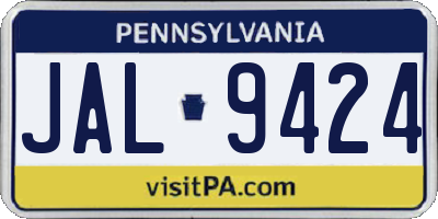 PA license plate JAL9424