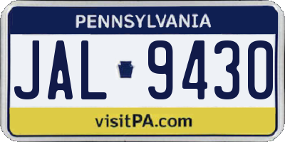PA license plate JAL9430