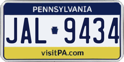 PA license plate JAL9434