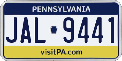 PA license plate JAL9441