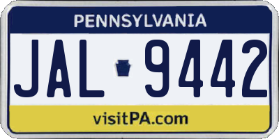 PA license plate JAL9442