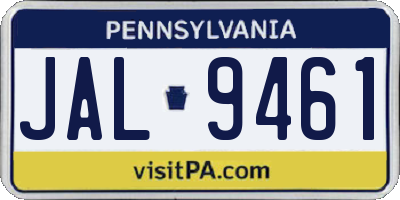 PA license plate JAL9461