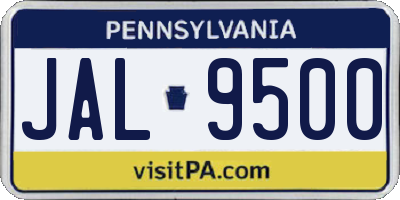 PA license plate JAL9500