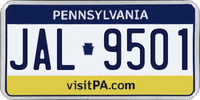 PA license plate JAL9501