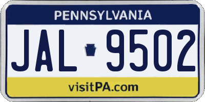 PA license plate JAL9502