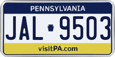 PA license plate JAL9503
